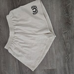 Chaser Cream Athletic Shorts with Black Logo